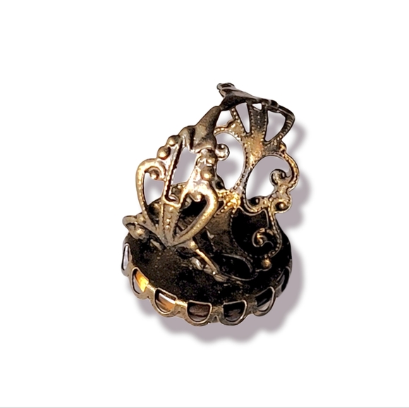 Genuine Tiger's Eye Semi Precious Natural Stone French Copper Filigree Ring 8 - Picture 6 of 8